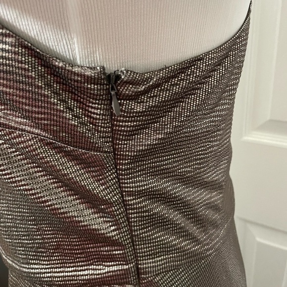 Halston Women’s Hi low Drape Metallic Gunmetal Racer back Midi dress size 8 - Picture 15 of 16